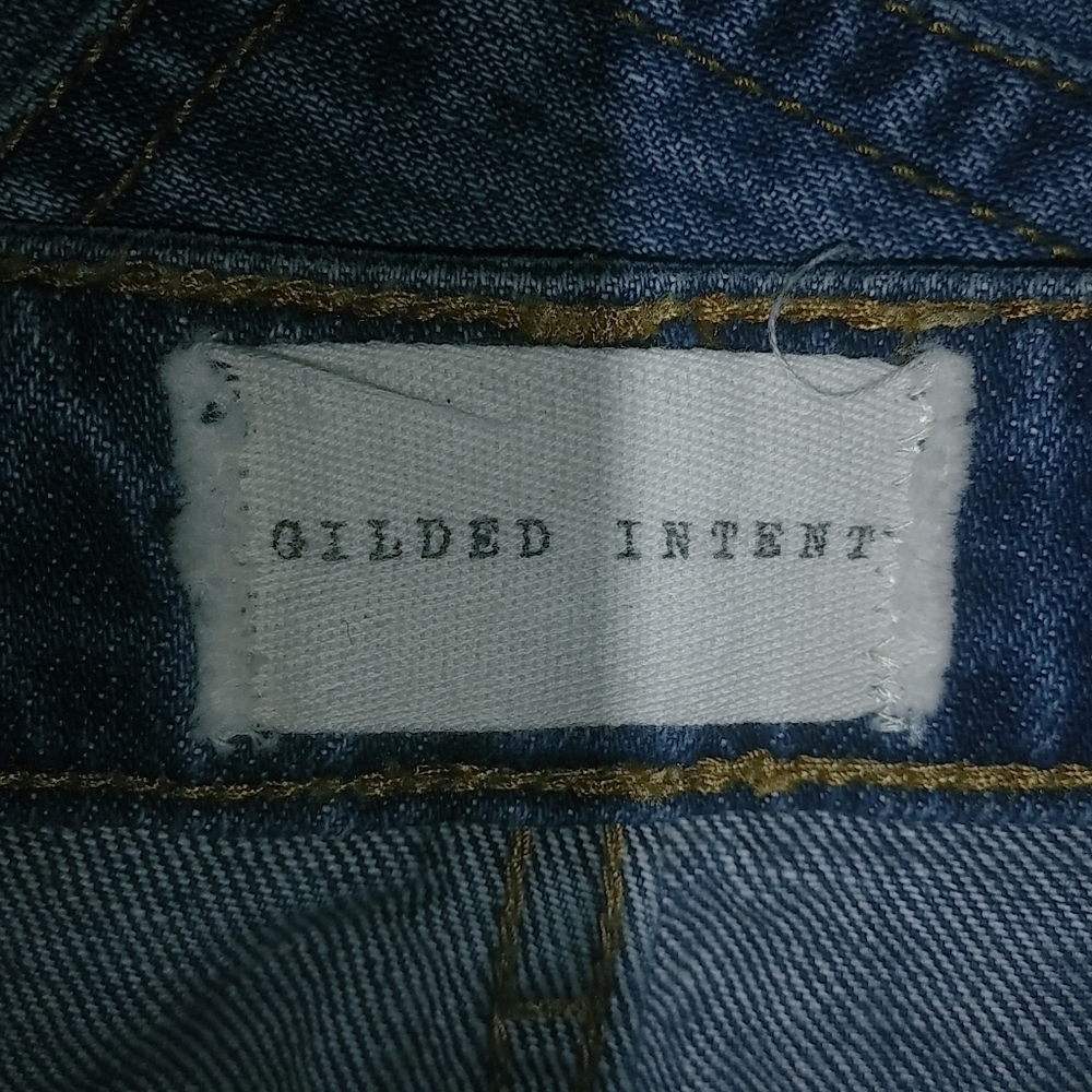 Gilded Intent 25 High Rise Distressed Dark Wash Raw Hem Jeans Shorts - Picture 9 of 9